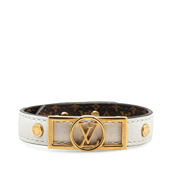 ルイ ヴィトン モノグラム ブラスレ ドーフィーヌ ブレスレット M6559E ホワイト ブラウン ゴールド レザー レディース LOUIS VUITTON 【中古】