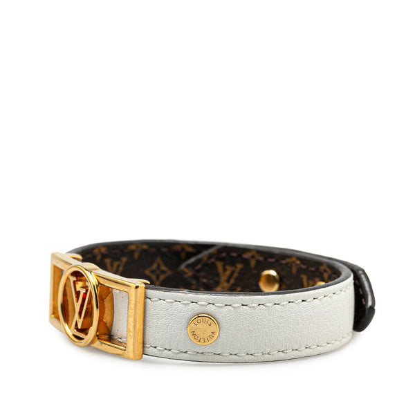 ルイ ヴィトン モノグラム ブラスレ ドーフィーヌ ブレスレット M6559E ホワイト ブラウン ゴールド レザー レディース LOUIS VUITTON 【中古】
