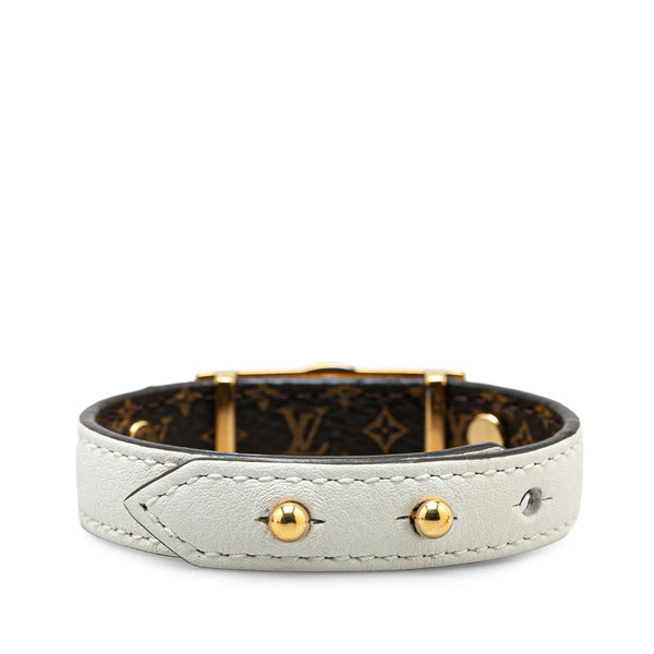 ルイ ヴィトン モノグラム ブラスレ ドーフィーヌ ブレスレット M6559E ホワイト ブラウン ゴールド レザー レディース LOUIS VUITTON 【中古】