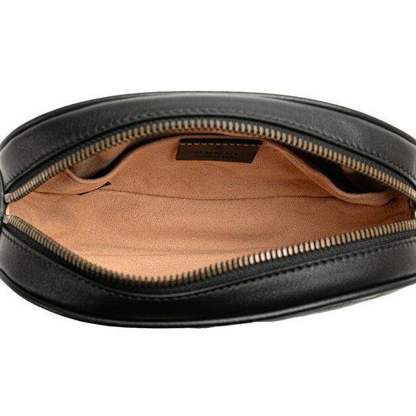 グッチ GGマーモント キルティング ボディバッグ ウエストバッグ 75/30 476434 ブラック レザー レディース GUCCI 【中古】