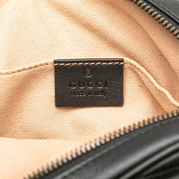 グッチ GGマーモント キルティング ボディバッグ ウエストバッグ 75/30 476434 ブラック レザー レディース GUCCI 【中古】