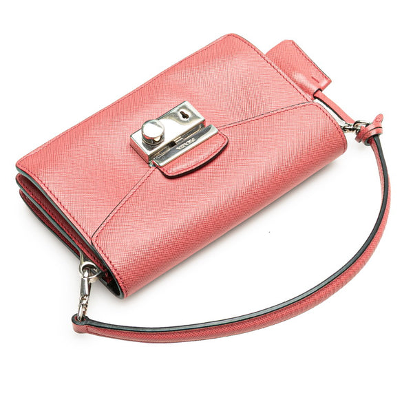 プラダ サフィアーノ ハンドバッグ ミニショルダーバッグ 2WAY ピンク レザー レディース PRADA 【中古】