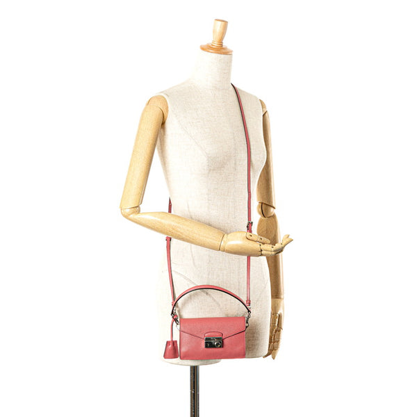 プラダ サフィアーノ ハンドバッグ ミニショルダーバッグ 2WAY ピンク レザー レディース PRADA 【中古】