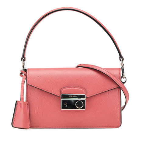 プラダ サフィアーノ ハンドバッグ ミニショルダーバッグ 2WAY ピンク レザー レディース PRADA 【中古】