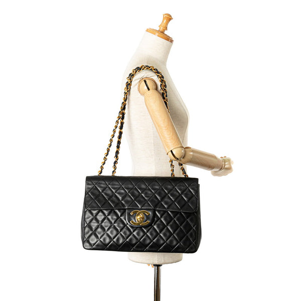 シャネル マトラッセ 34 ココマーク チェーン ショルダーバッグ ブラック ラムスキン レディース CHANEL 【中古】