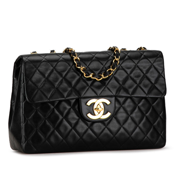 シャネル マトラッセ 34 ココマーク チェーン ショルダーバッグ ブラック ラムスキン レディース CHANEL 【中古】