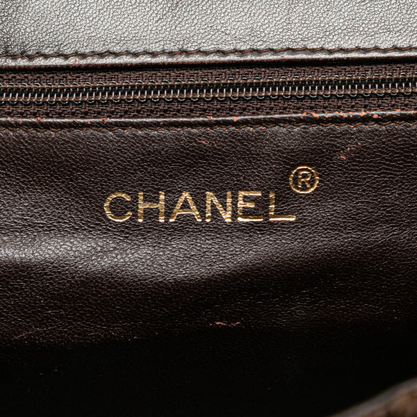 シャネル ココマーク シルクロープ ショルダーバッグ ブラウン シルク レザー レディース CHANEL 【中古】