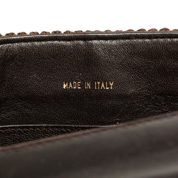 シャネル ココマーク シルクロープ ショルダーバッグ ブラウン シルク レザー レディース CHANEL 【中古】