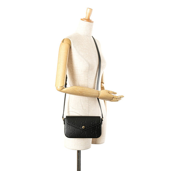 グッチ GG スーパーミニ ショルダーバッグ 772794 ブラック レザー レディース GUCCI 【中古】