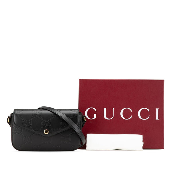 グッチ GG スーパーミニ ショルダーバッグ 772794 ブラック レザー レディース GUCCI 【中古】