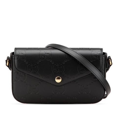 グッチ GG スーパーミニ ショルダーバッグ 772794 ブラック レザー レディース GUCCI 【中古】