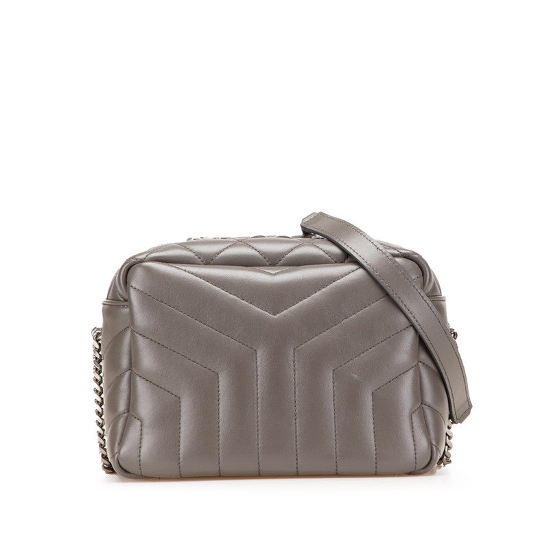 サンローラン ルル Yステッチ チェーン ショルダーバッグ 574102 グレー レザー レディース SAINT LAURENT 【中古】