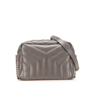サンローラン ルル Yステッチ チェーン ショルダーバッグ 574102 グレー レザー レディース SAINT LAURENT 【中古】