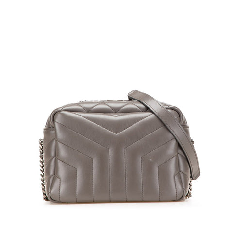 サンローラン ルル Yステッチ チェーン ショルダーバッグ 574102 グレー レザー レディース SAINT LAURENT 【中古】