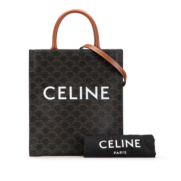 セリーヌ トリオンフ バーティカルカバ  ラージ ハンドバッグ ショルダーバッグ 2WAY ブラウン PVC レザー レディース CELINE 【中古】