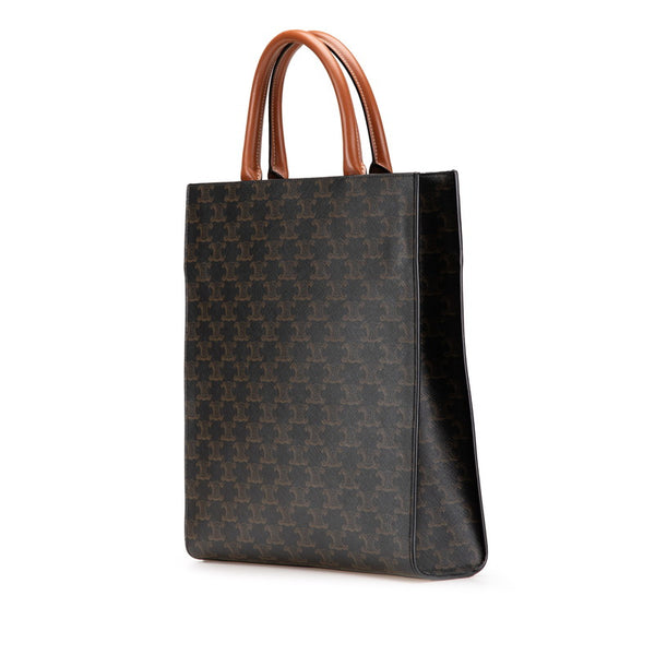 セリーヌ トリオンフ バーティカルカバ  ラージ ハンドバッグ ショルダーバッグ 2WAY ブラウン PVC レザー レディース CELINE 【中古】