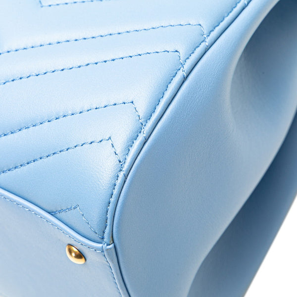 グッチ GGマーモント ハンドバッグ ショルダーバッグ 2WAY 448054 ブルー レザー レディース GUCCI 【中古】