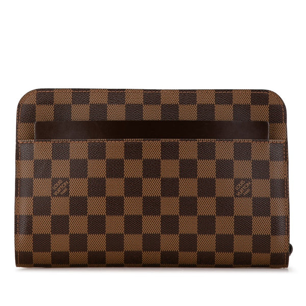 ルイ ヴィトン ダミエ サンルイ セカンドバッグ クラッチバッグ N51993 ブラウン PVC レザー メンズ LOUIS VUITTON 【中古】