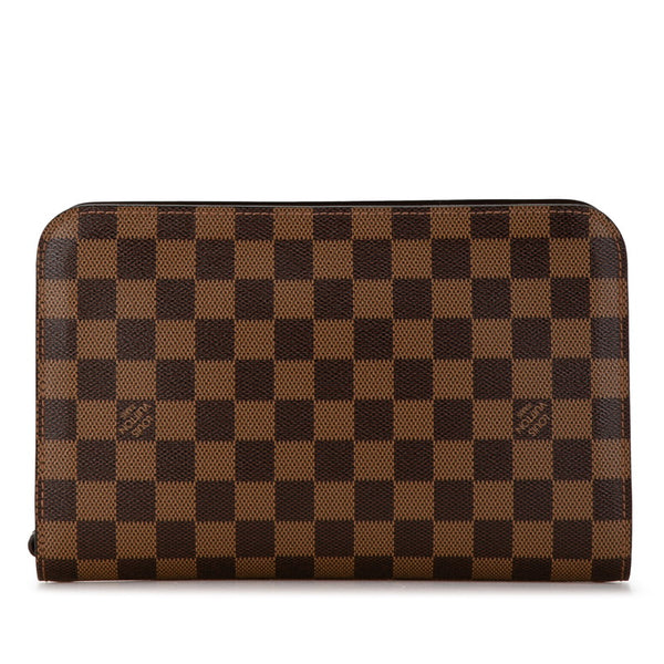 ルイ ヴィトン ダミエ サンルイ セカンドバッグ クラッチバッグ N51993 ブラウン PVC レザー メンズ LOUIS VUITTON 【中古】