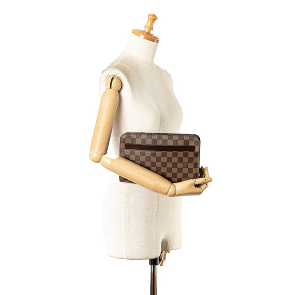 ルイ ヴィトン ダミエ サンルイ セカンドバッグ クラッチバッグ N51993 ブラウン PVC レザー メンズ LOUIS VUITTON 【中古】