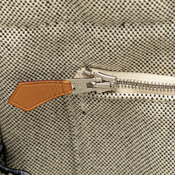 エルメス ニューフールトゥMM トートバッグ ハンドバッグ ライトグレー キャンバス レディース HERMES 【中古】