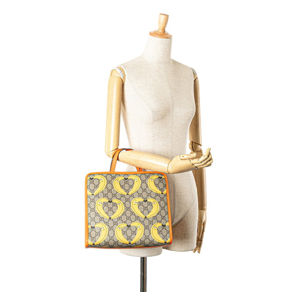 グッチ チルドレンズ GGスプリーム バナナ トートバッグ 605614 ベージュ オレンジ PVC レザー レディース GUCCI 【中古】