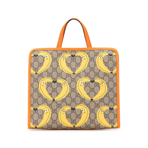 グッチ チルドレンズ GGスプリーム バナナ トートバッグ 605614 ベージュ オレンジ PVC レザー レディース GUCCI 【中古】