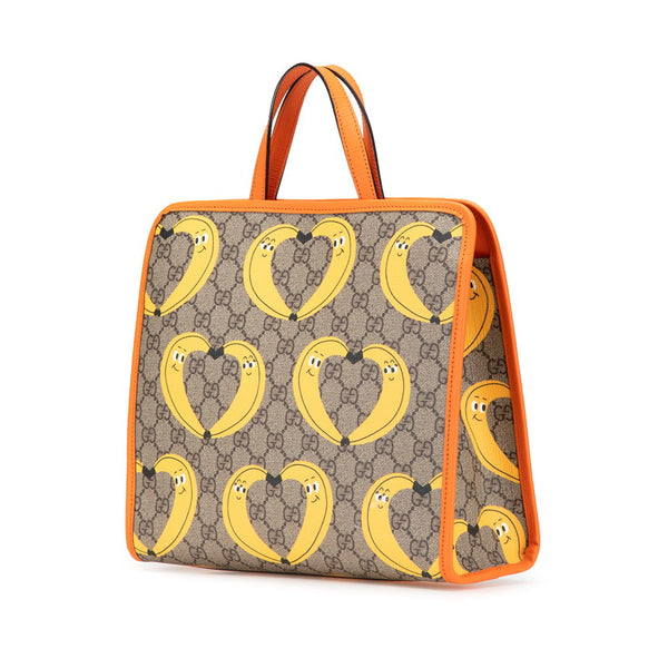 グッチ チルドレンズ GGスプリーム バナナ トートバッグ 605614 ベージュ オレンジ PVC レザー レディース GUCCI 【中古】