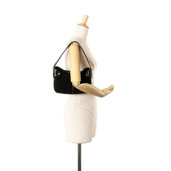 サルヴァトーレフェラガモ ガンチーニ ハンドバッグ AU-21 6822 ブラウン ブラック レザー スエード レディース Salvatore Ferragamo 【中古】