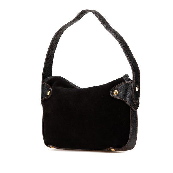 サルヴァトーレフェラガモ ガンチーニ ハンドバッグ AU-21 6822 ブラウン ブラック レザー スエード レディース Salvatore Ferragamo 【中古】