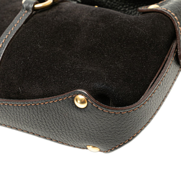 サルヴァトーレフェラガモ ガンチーニ ハンドバッグ AU-21 6822 ブラウン ブラック レザー スエード レディース Salvatore Ferragamo 【中古】