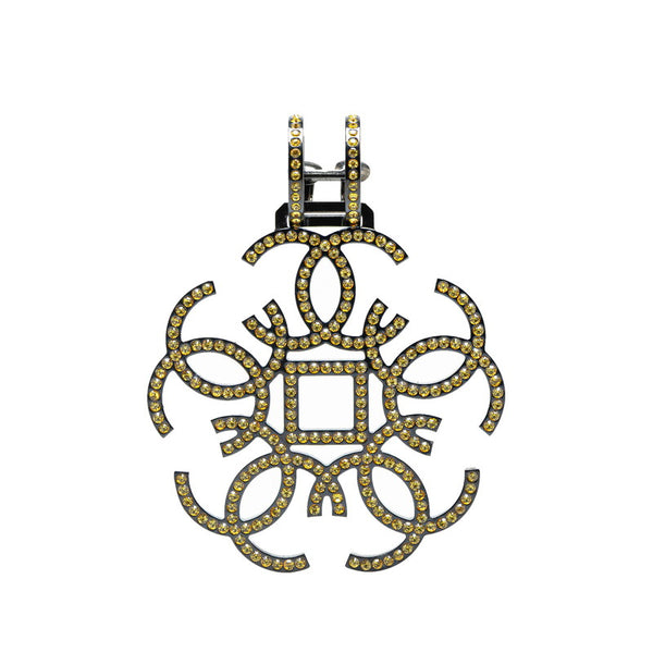 シャネル ココマーク ラインストーン 片耳 イヤリング ブラック イエロー メタル レディース CHANEL 【中古】