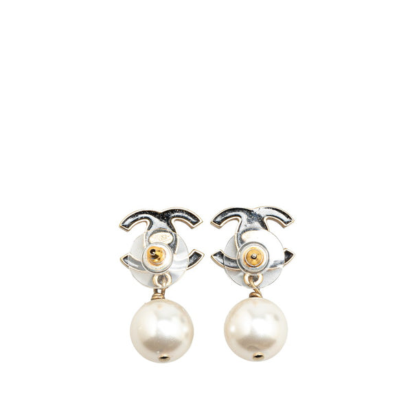 シャネル ココマーク ラインストーン スイング ピアス ゴールド ブラック メッキ フェイクパール レディース CHANEL 【中古】