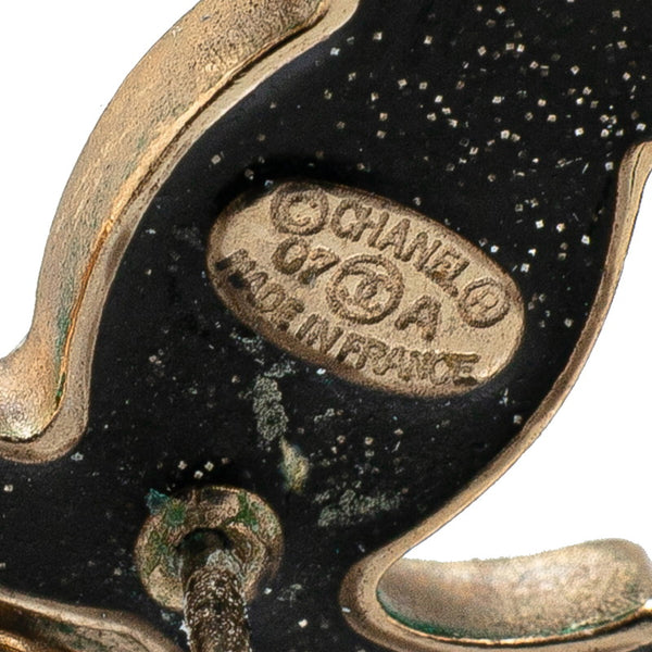 シャネル ココマーク ラインストーン スイング ピアス ゴールド ブラック メッキ フェイクパール レディース CHANEL 【中古】