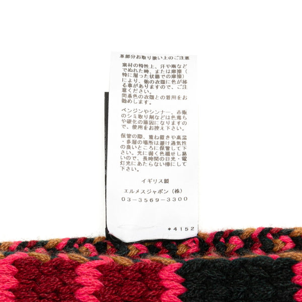 エルメス グランデテヌエ マフラー ピンク マルチカラー カシミヤ レディース HERMES 【中古】