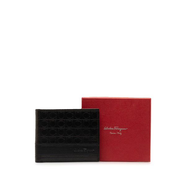 サルヴァトーレフェラガモ ガンチーニ 二つ折り財布 ブラック レザー レディース Salvatore Ferragamo 【中古】