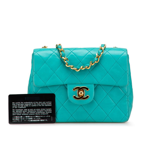 シャネル マトラッセ ココマーク チェーン ショルダーバッグ ターコイズブルー ラムスキン レディース CHANEL 【中古】