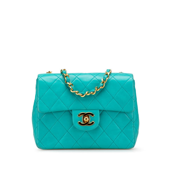 シャネル マトラッセ ココマーク チェーン ショルダーバッグ ターコイズブルー ラムスキン レディース CHANEL 【中古】