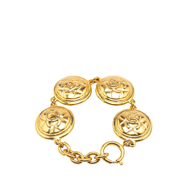 シャネル ココマーク ラウンド マトラッセ チェーンブレスレット ゴールド メッキ レディース CHANEL 【中古】