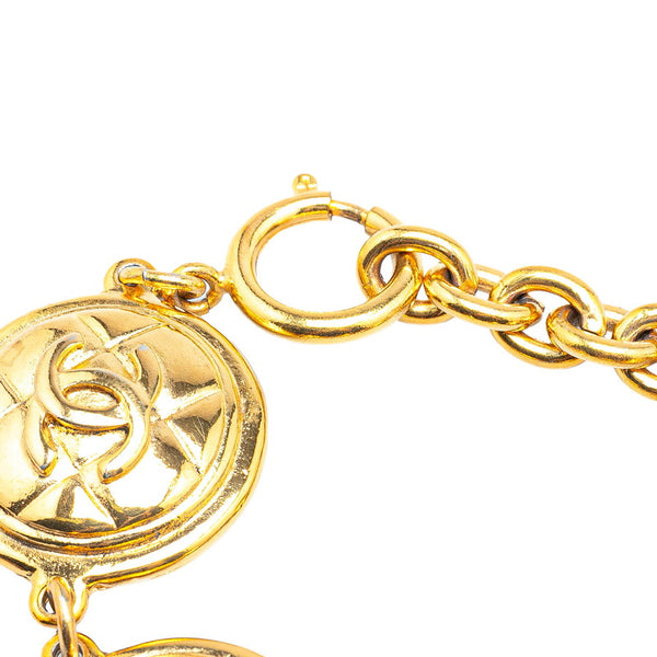 シャネル ココマーク ラウンド マトラッセ チェーンブレスレット ゴールド メッキ レディース CHANEL 【中古】