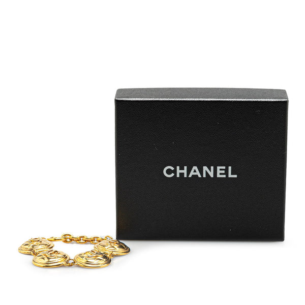 シャネル ココマーク ラウンド マトラッセ チェーンブレスレット ゴールド メッキ レディース CHANEL 【中古】