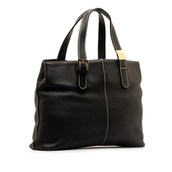 バーバリー ノバチェック シャドーホース ハンドバッグ トートバッグ ブラック レザー レディース BURBERRY 【中古】