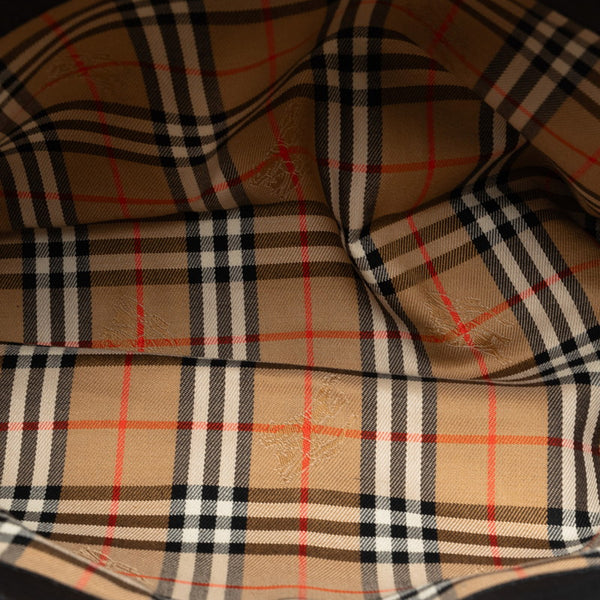 バーバリー ノバチェック シャドーホース ハンドバッグ トートバッグ ブラック レザー レディース BURBERRY 【中古】