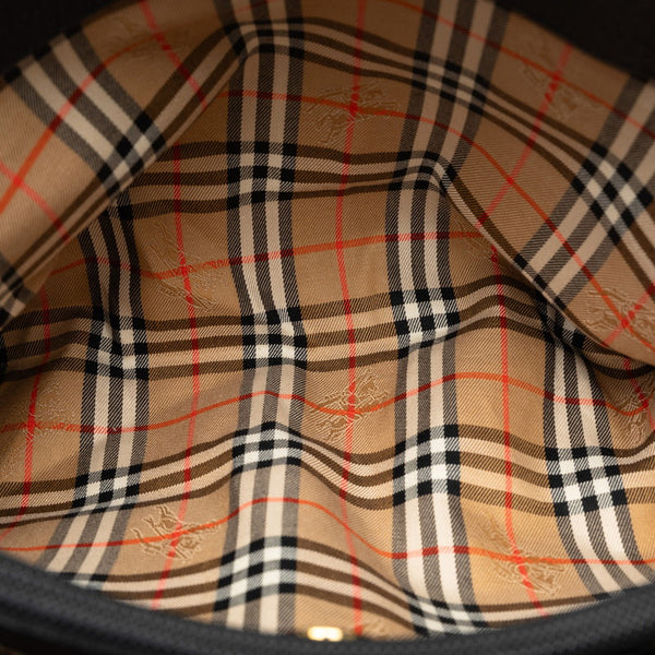 バーバリー ノバチェック シャドーホース ハンドバッグ トートバッグ ブラック レザー レディース BURBERRY 【中古】