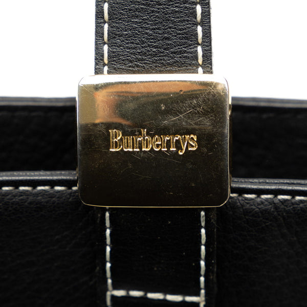 バーバリー ノバチェック シャドーホース ハンドバッグ トートバッグ ブラック レザー レディース BURBERRY 【中古】