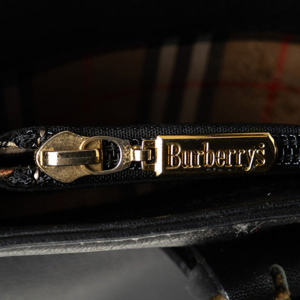 バーバリー ノバチェック シャドーホース ハンドバッグ トートバッグ ブラック レザー レディース BURBERRY 【中古】
