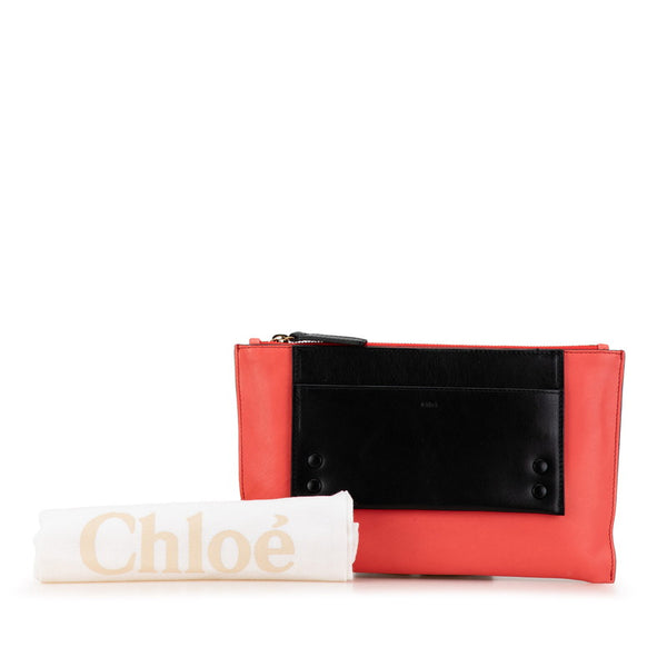クロエ ポーチ レッド ブラック レザー レディース Chloe 【中古】