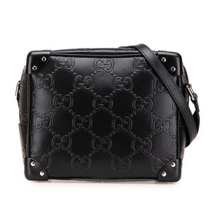 グッチ GGエンボス 斜め掛け ショルダーバッグ 626363 ブラック レザー レディース GUCCI 【中古】