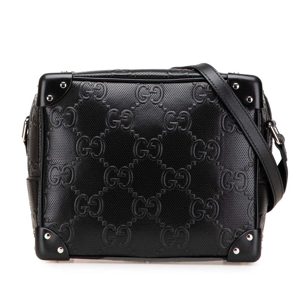 グッチ GGエンボス 斜め掛け ショルダーバッグ 626363 ブラック レザー レディース GUCCI 【中古】