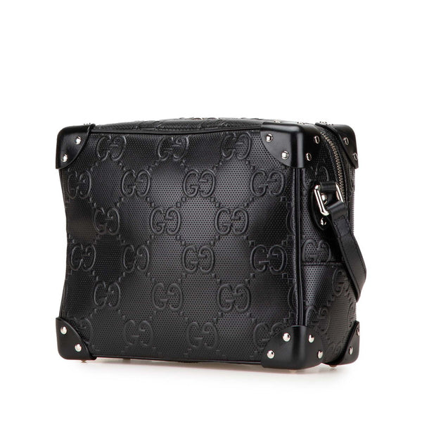 グッチ GGエンボス 斜め掛け ショルダーバッグ 626363 ブラック レザー レディース GUCCI 【中古】
